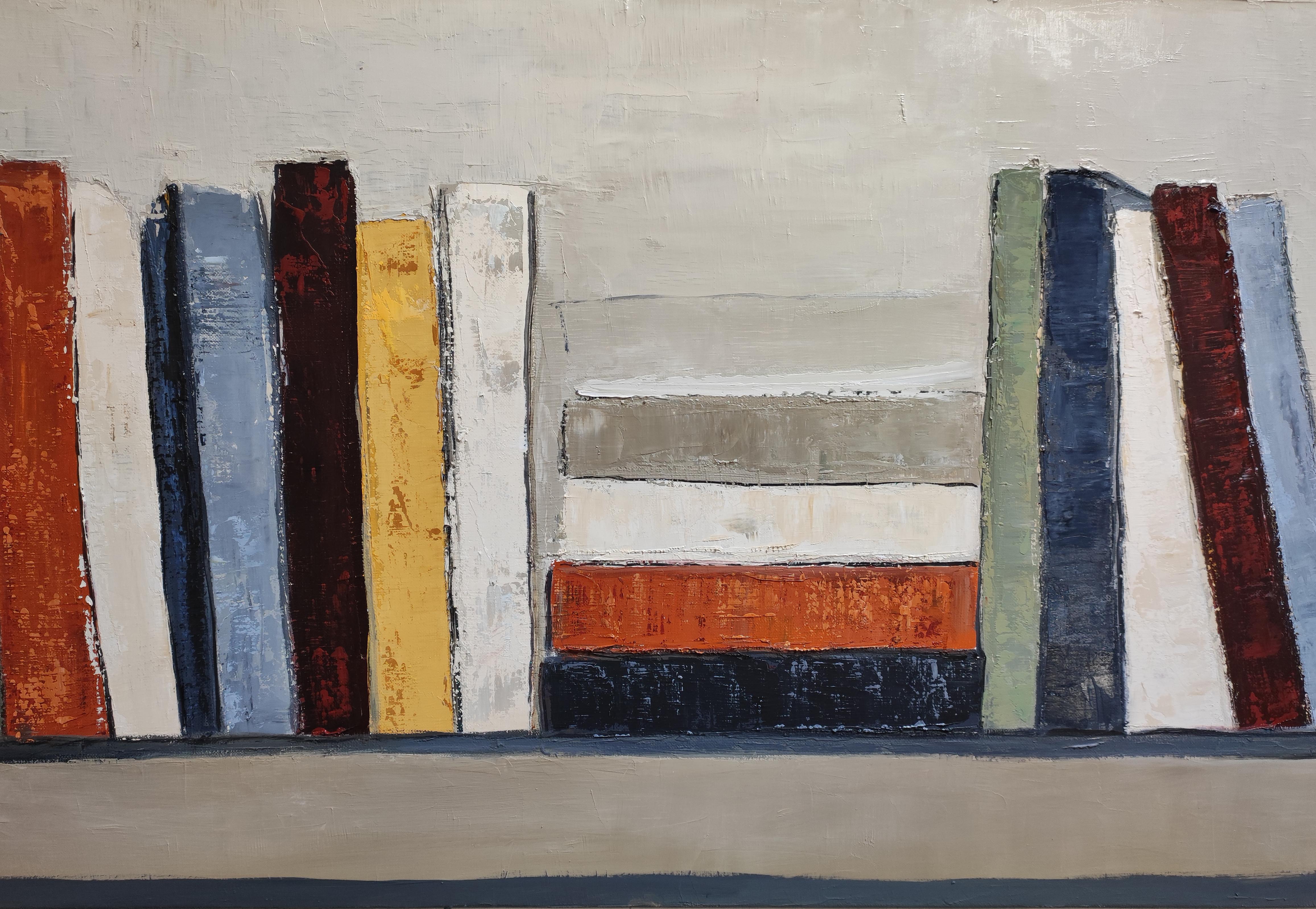 Rythme des mots, Abstract, Black Library, Expressionism Contemporary, Oil For Sale 5