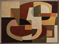 Rythmes croisés - Pintura abstracta geométrica contemporánea, Óleo sobre lienzo