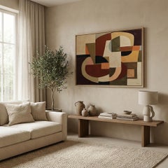 Rythmes croisés - Pintura abstracta geométrica contemporánea, Óleo sobre lienzo