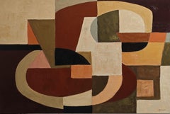 Rythmes croisés — Contemporary Geometric Abstract Painting, Oil on Canvas