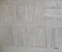 Sans un mot Monochrome Abstract Oil Painting on Linen, 2022, Signed