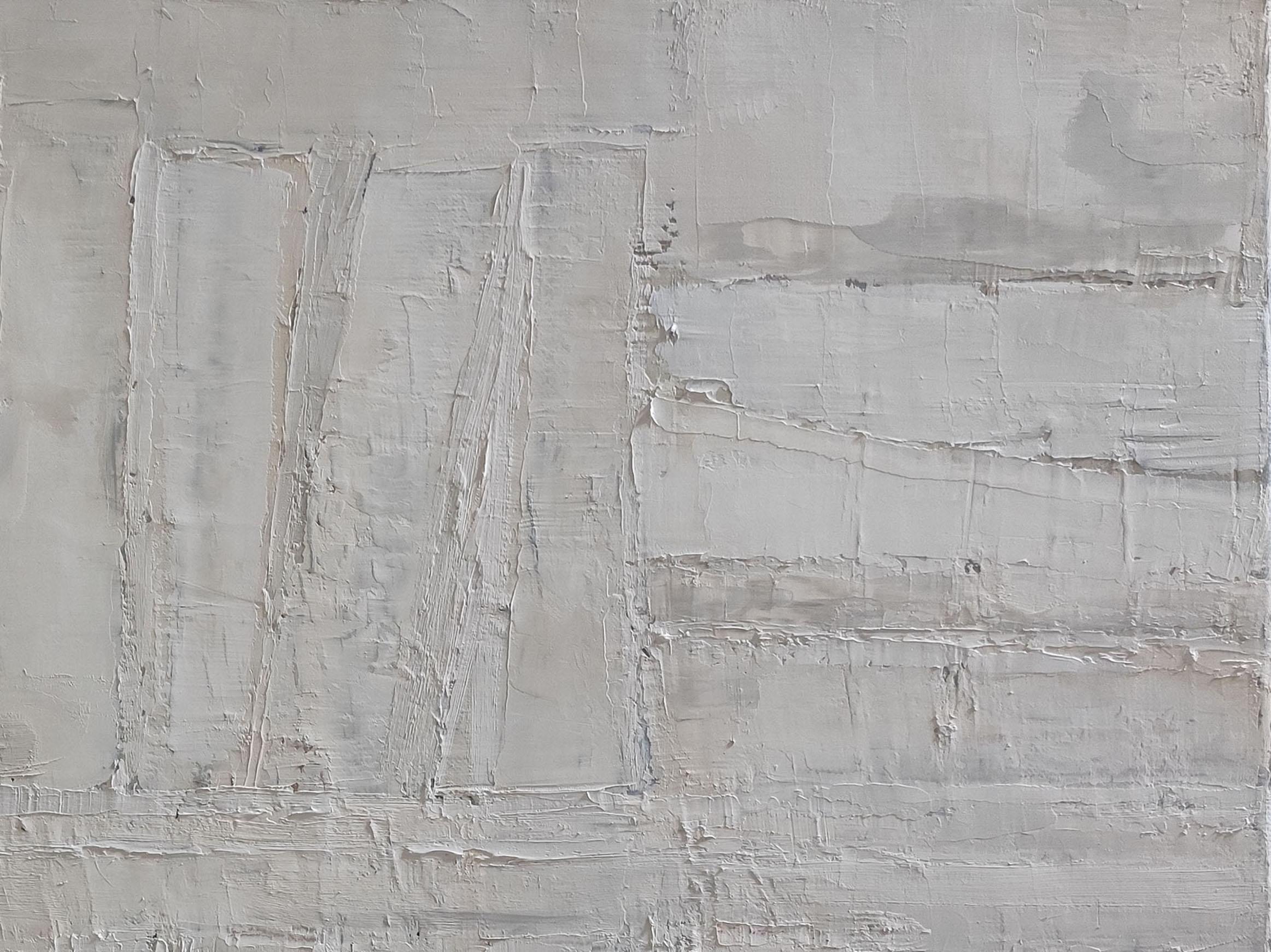 Sans un mot, Olio su tela, Bianco astratto, Monocromo, Minimalismo, Biblioteca in vendita 4