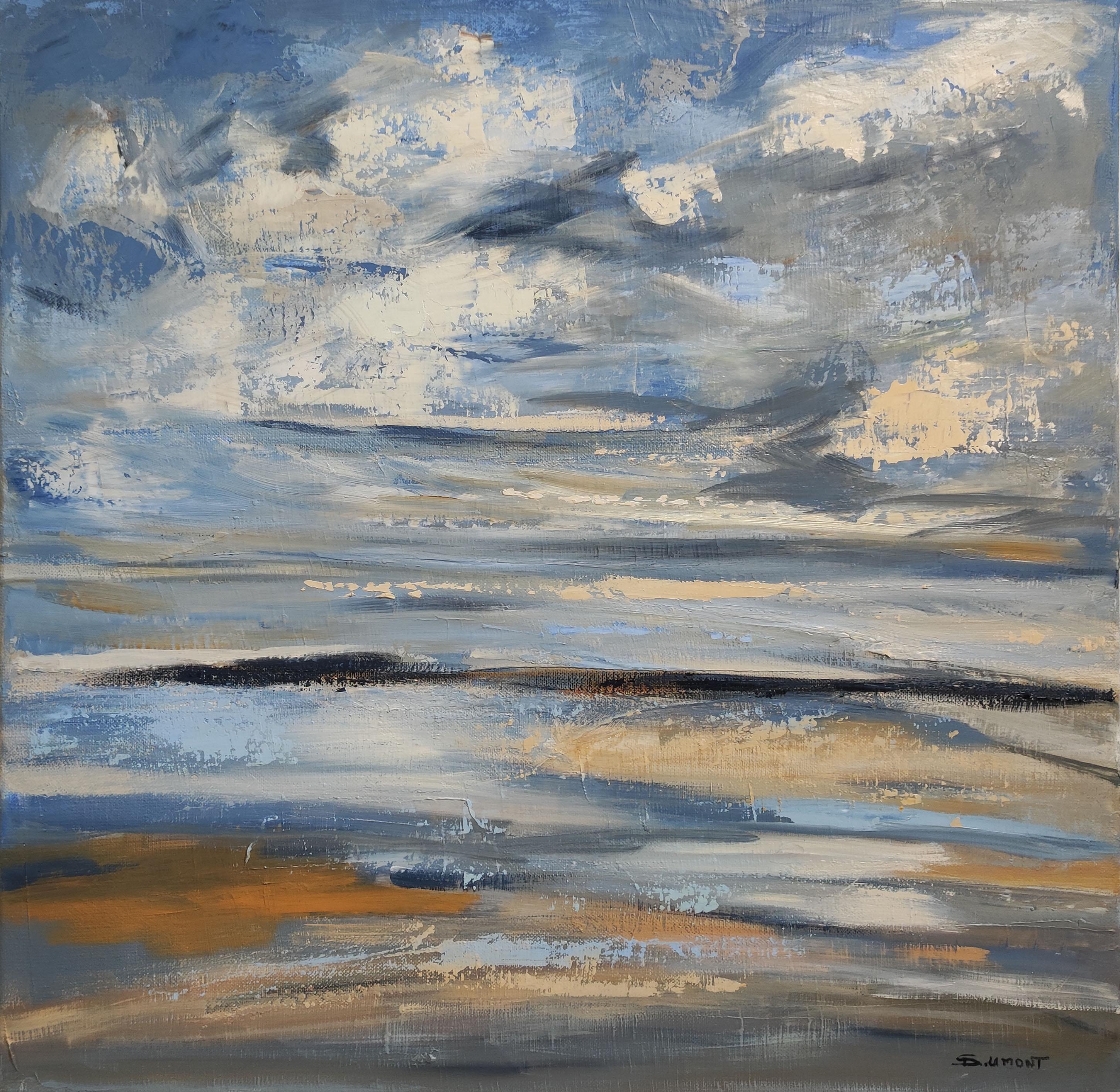 Brisa marina, Paisaje marino, Costa azul, Semiabstracto,  Expresionismo, Normandía - Painting Impresionista abstracto de SOPHIE DUMONT