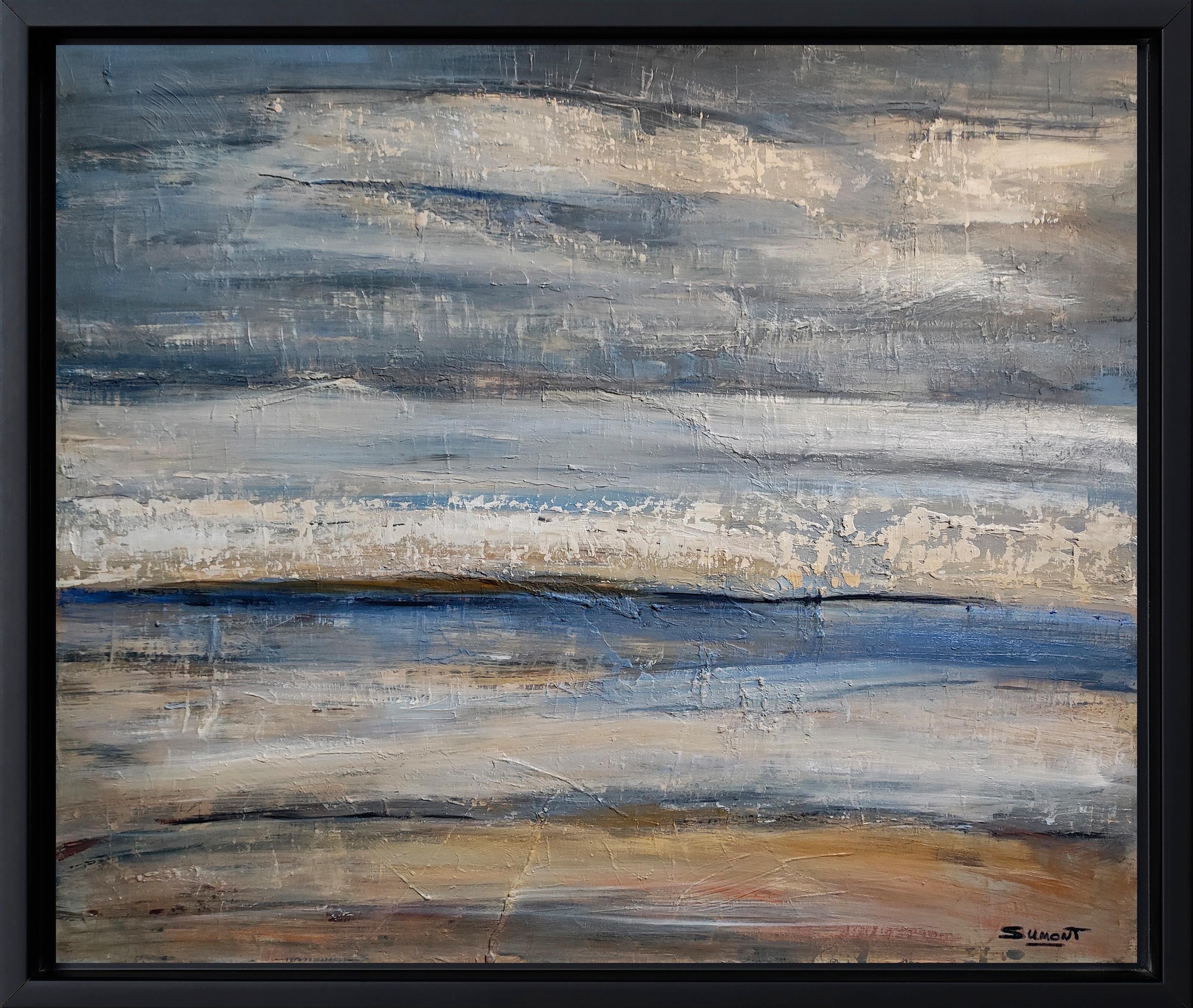 Paisaje marino, Costa azul, Óleo sobre lienzo, Cielo,  Expresionismo Abstracto, Francés - Painting de SOPHIE DUMONT