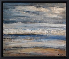 Seascape, Blue Seaside, Oil on canvas, Sky,  Abstract Expressionism, French