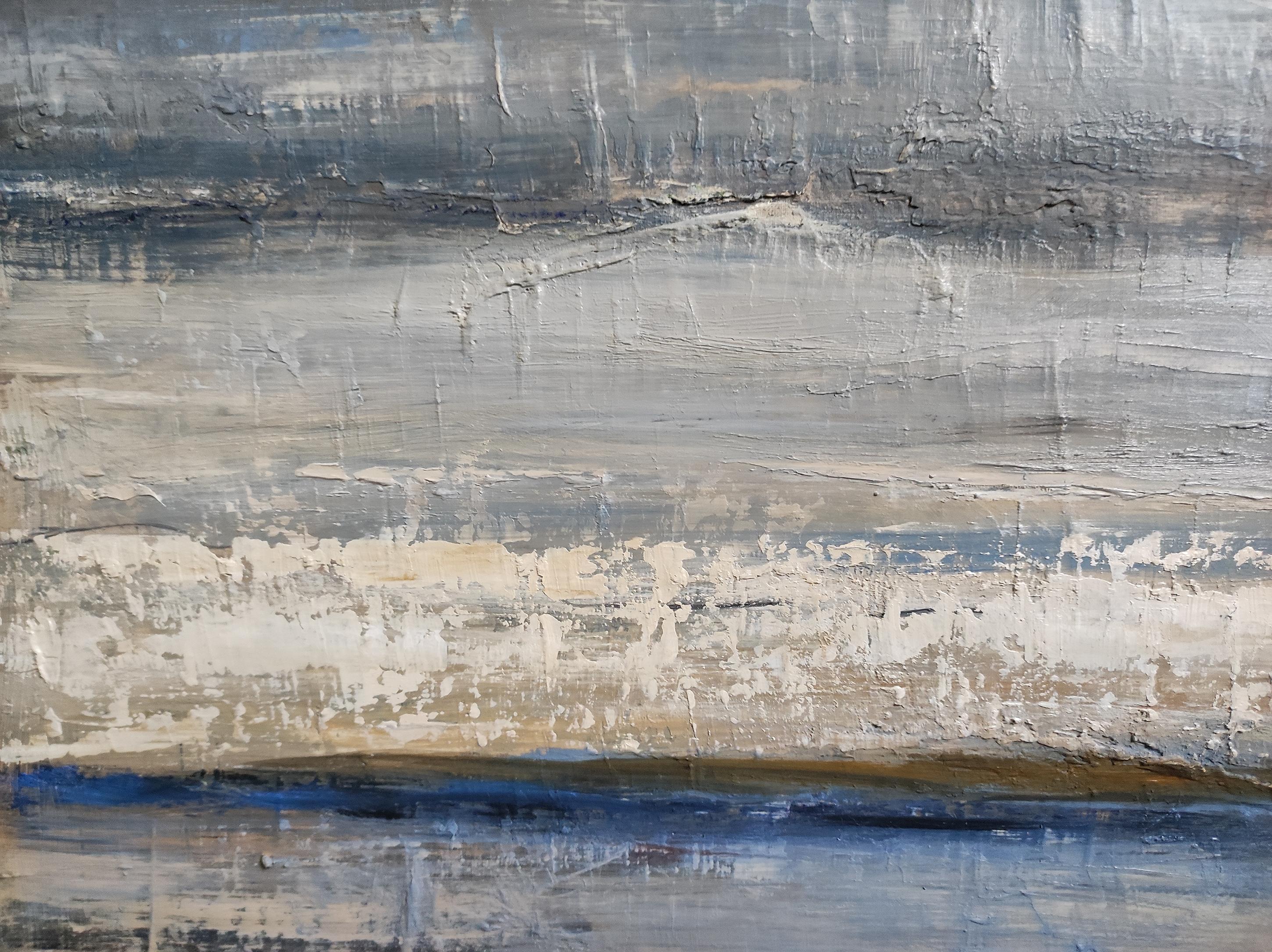 Paisaje marino, Costa azul, Óleo sobre lienzo, Cielo,  Expresionismo Abstracto, Francés - Painting Impresionista abstracto de SOPHIE DUMONT