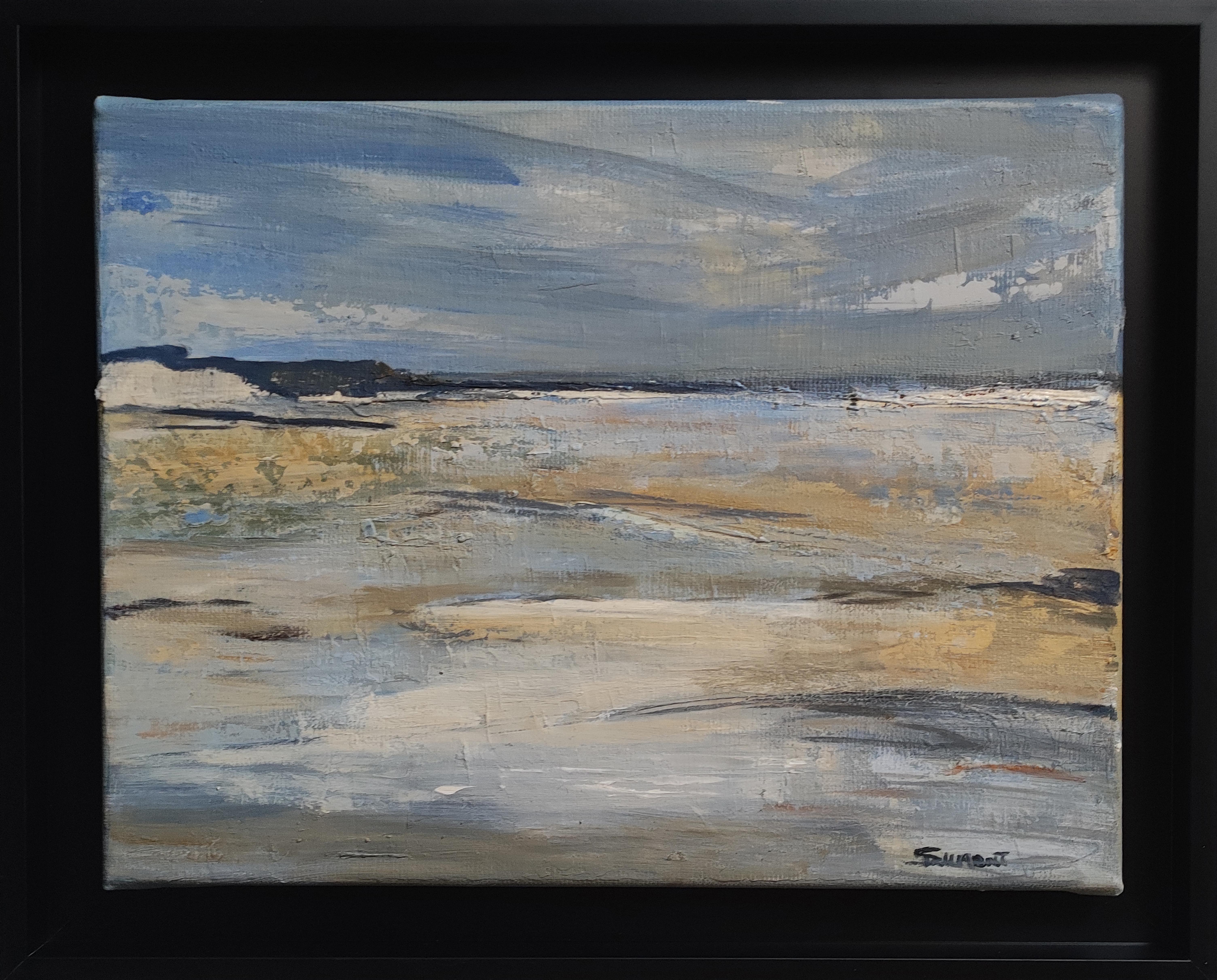 norman beach, blue seaside, abstract, oil on canvas, sky, expressionism, beach For Sale 2