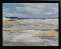 plage normande, bord de mer bleu, abstrait, huile sur toile, ciel, expressionnisme, plage