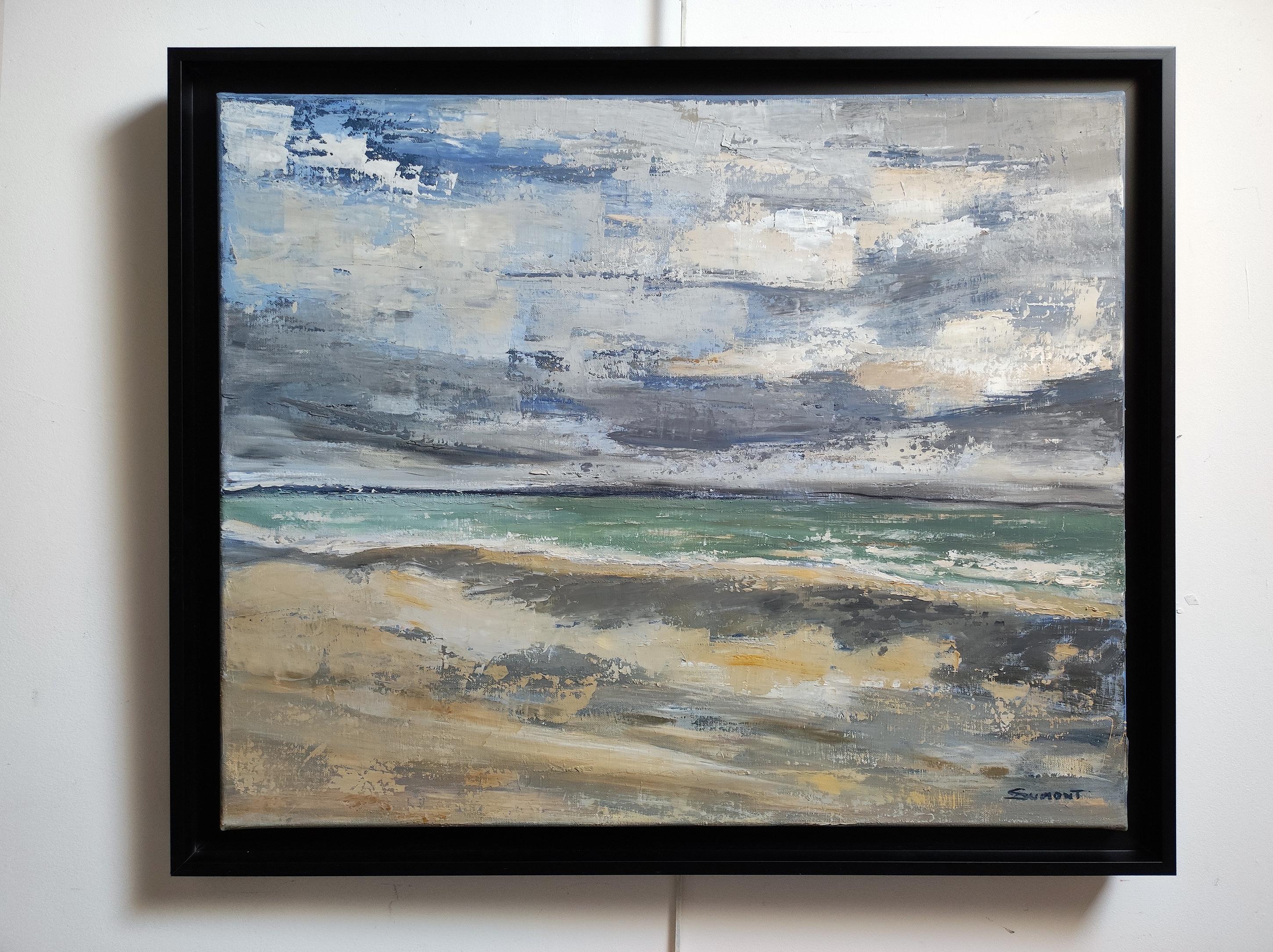 seascape, blue seaside, semi abstract, oil on canvas, sky, expressionism 9