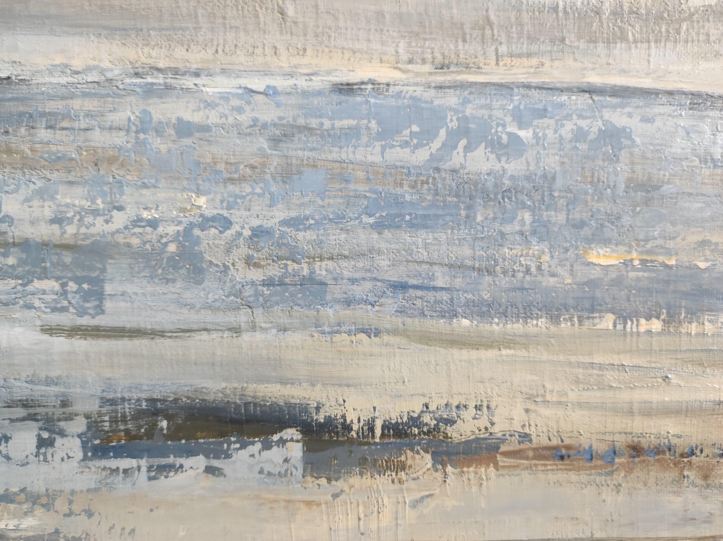 paysage marin, bord de mer bleu, semi abstrait, huile sur toile, ciel, expressionnisme - Impressionnisme abstrait Painting par SOPHIE DUMONT