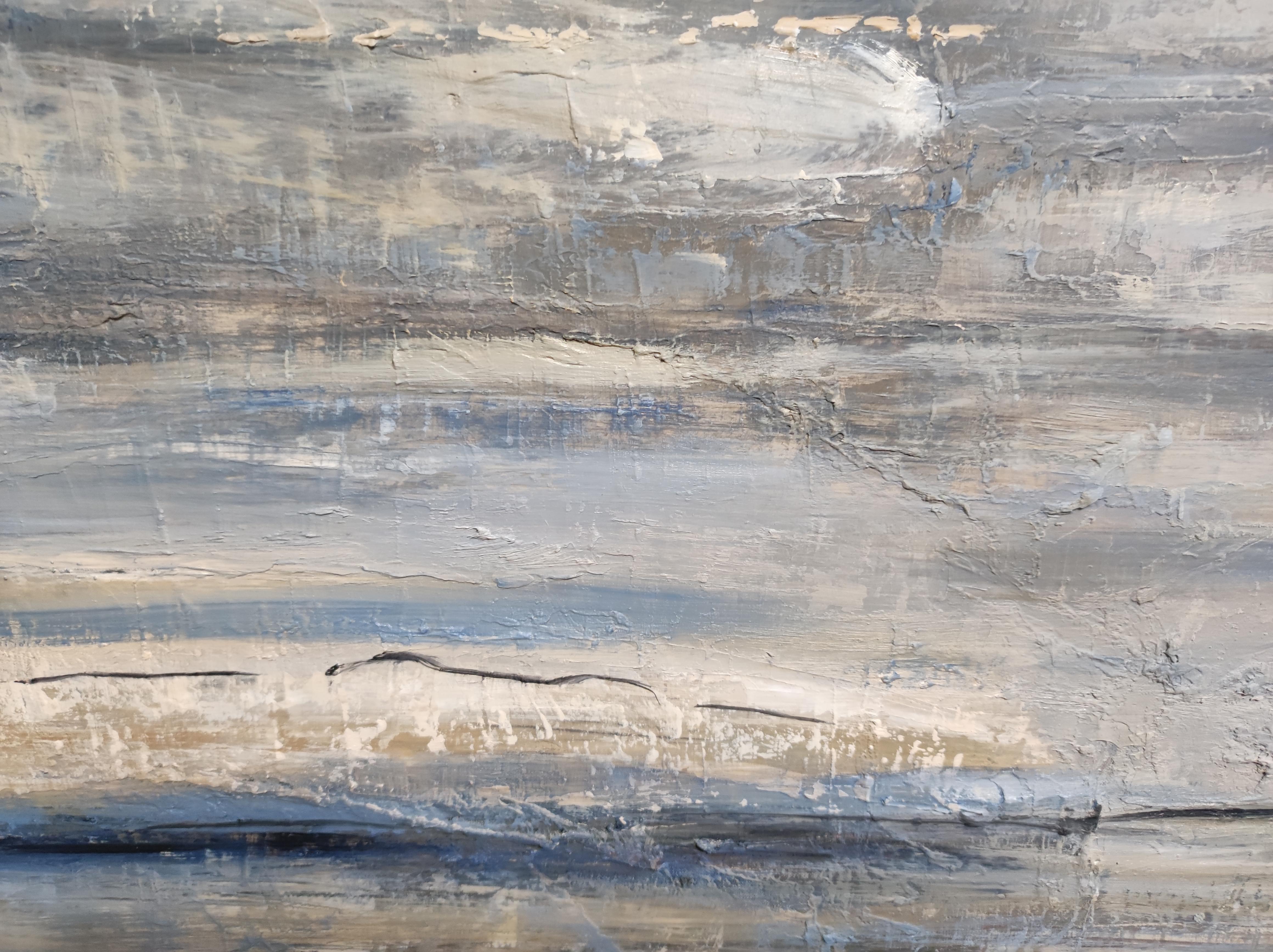 seascape, blue seaside, semi abstract, oil on canvas, sky, expressionism For Sale 1