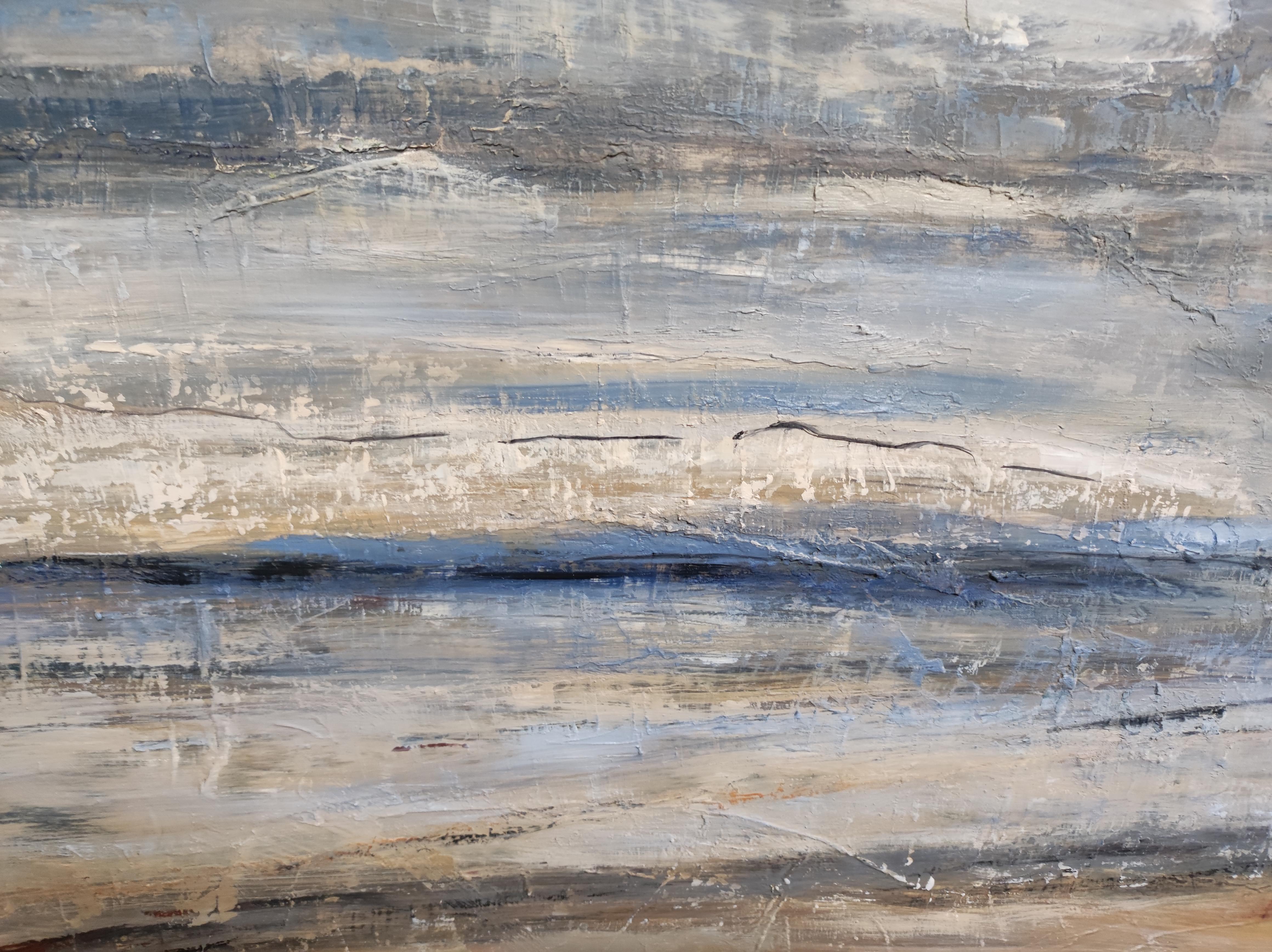 seascape, blue seaside, semi abstract, oil on canvas, sky, expressionism For Sale 2
