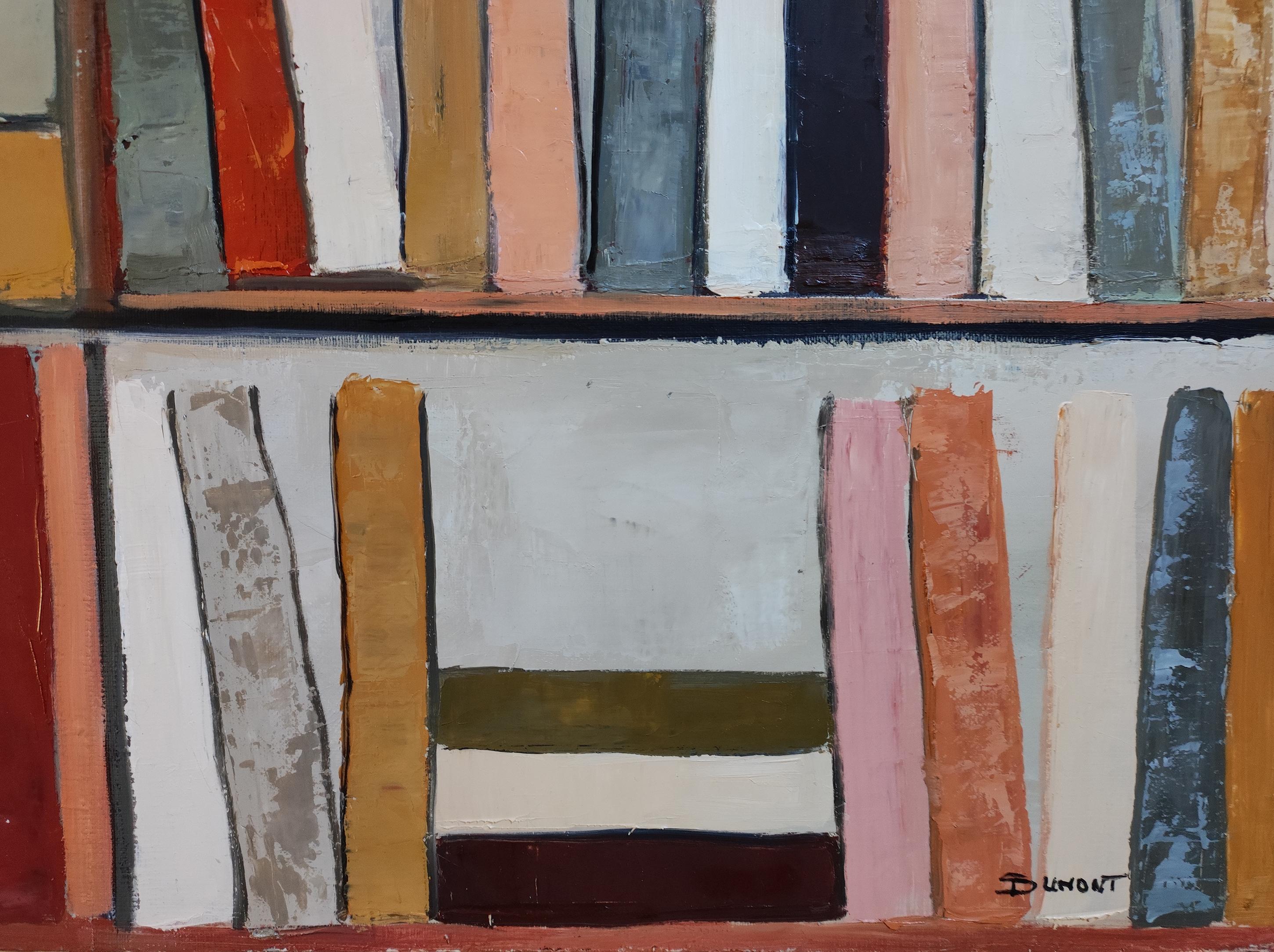 Sepia Library, Contemporary oil painting, Textured Abstract Library, warm tones For Sale 6