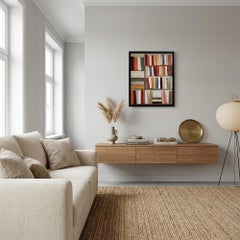 Sepia Library, Contemporary oil painting, Textured Abstract Library, warm tones