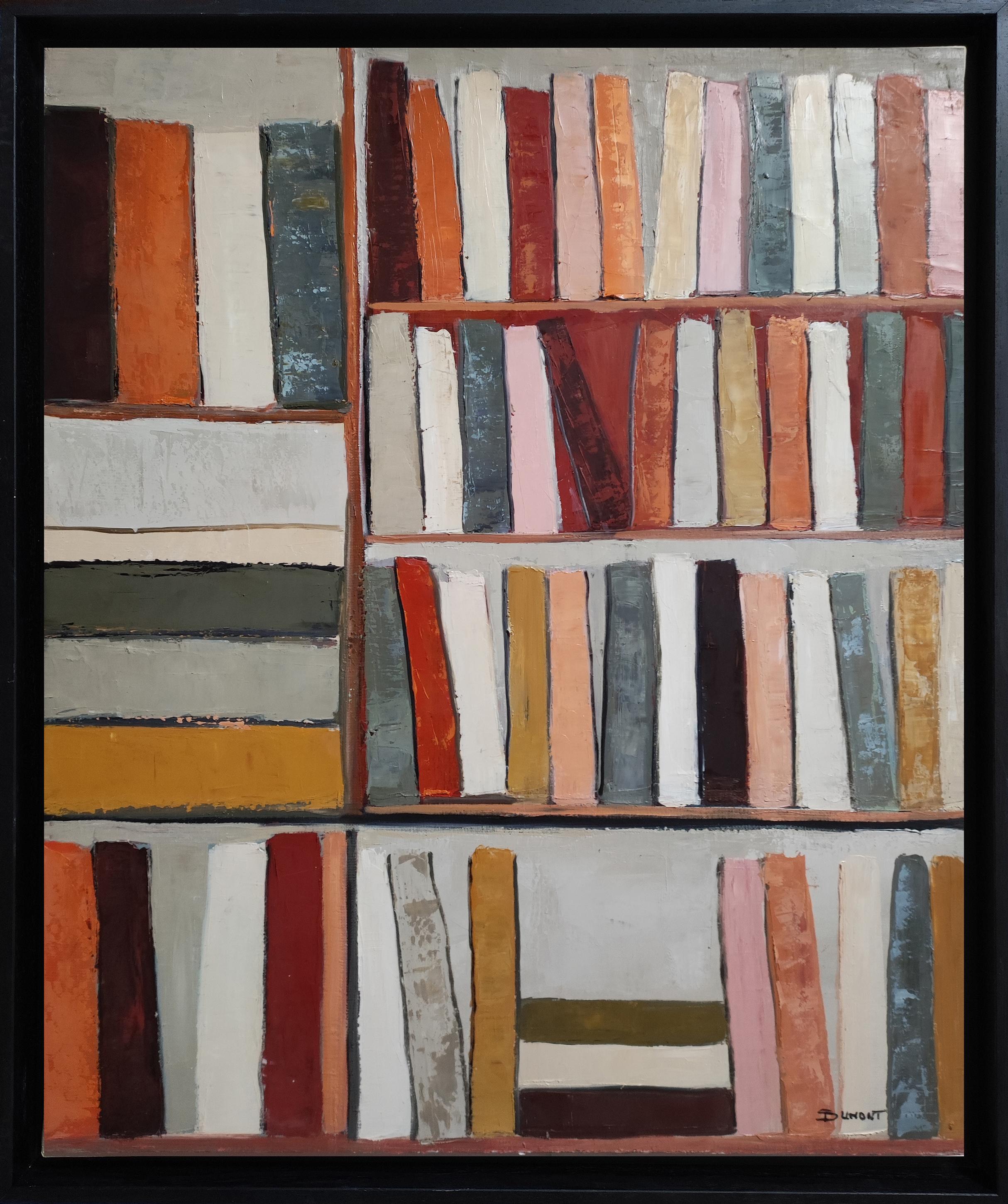 Sepia Library, Contemporary oil painting, Textured Abstract Library, warm tones For Sale 4