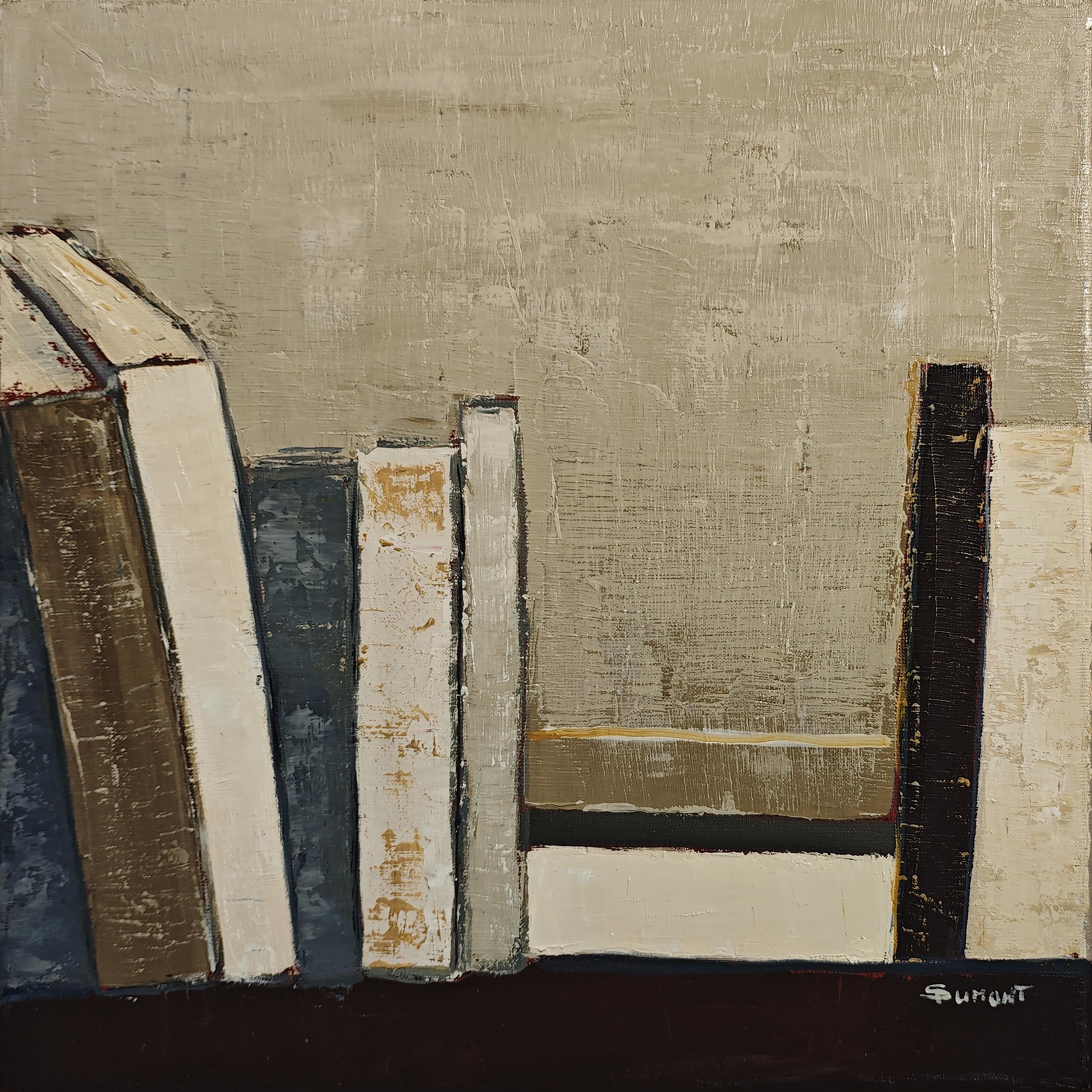 Gelassenheit,  Abstrakte Bibliothek, Öl auf Leinwand, Expressionismus, Zeitgenössisch, Französisch – Painting von SOPHIE DUMONT