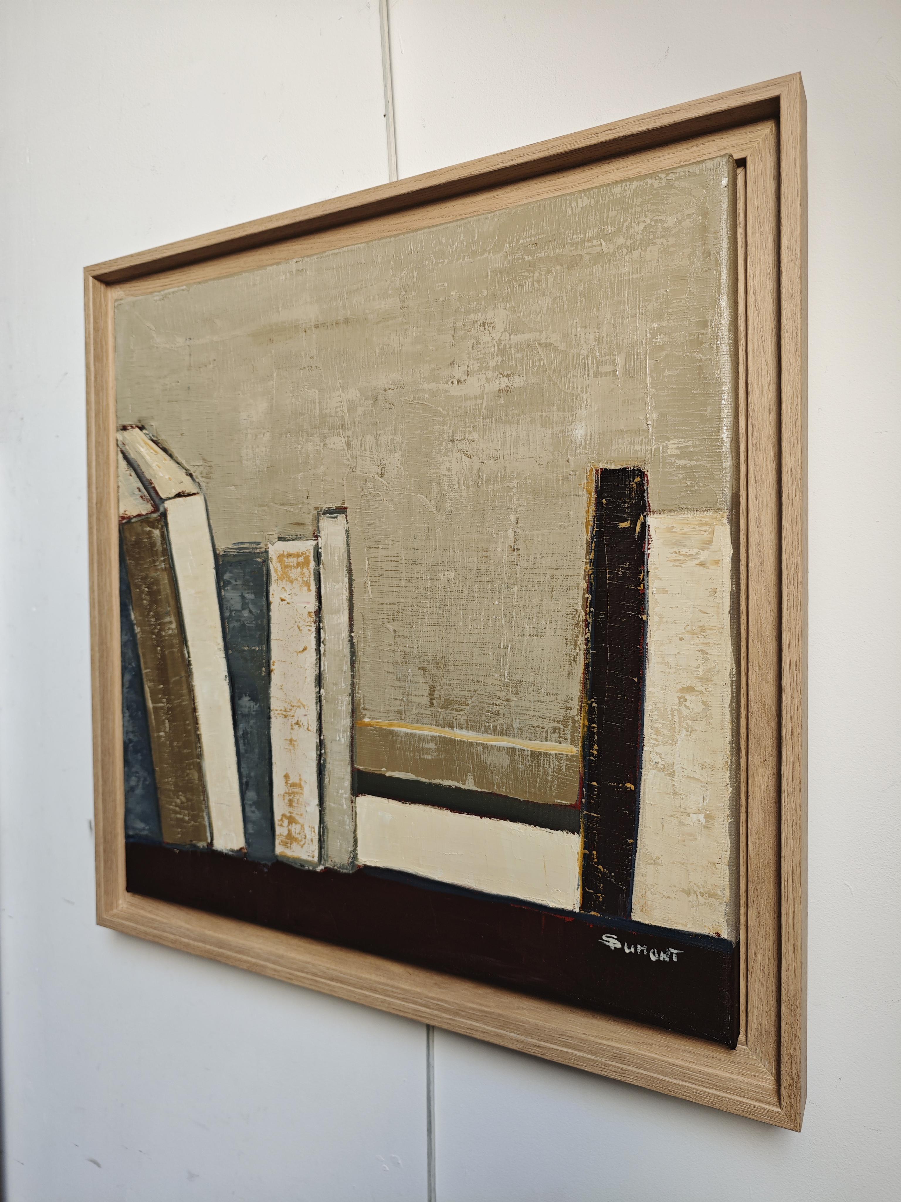 Gelassenheit,  Abstrakte Bibliothek, Öl auf Leinwand, Expressionismus, Zeitgenössisch, Französisch (Braun), Abstract Painting, von SOPHIE DUMONT