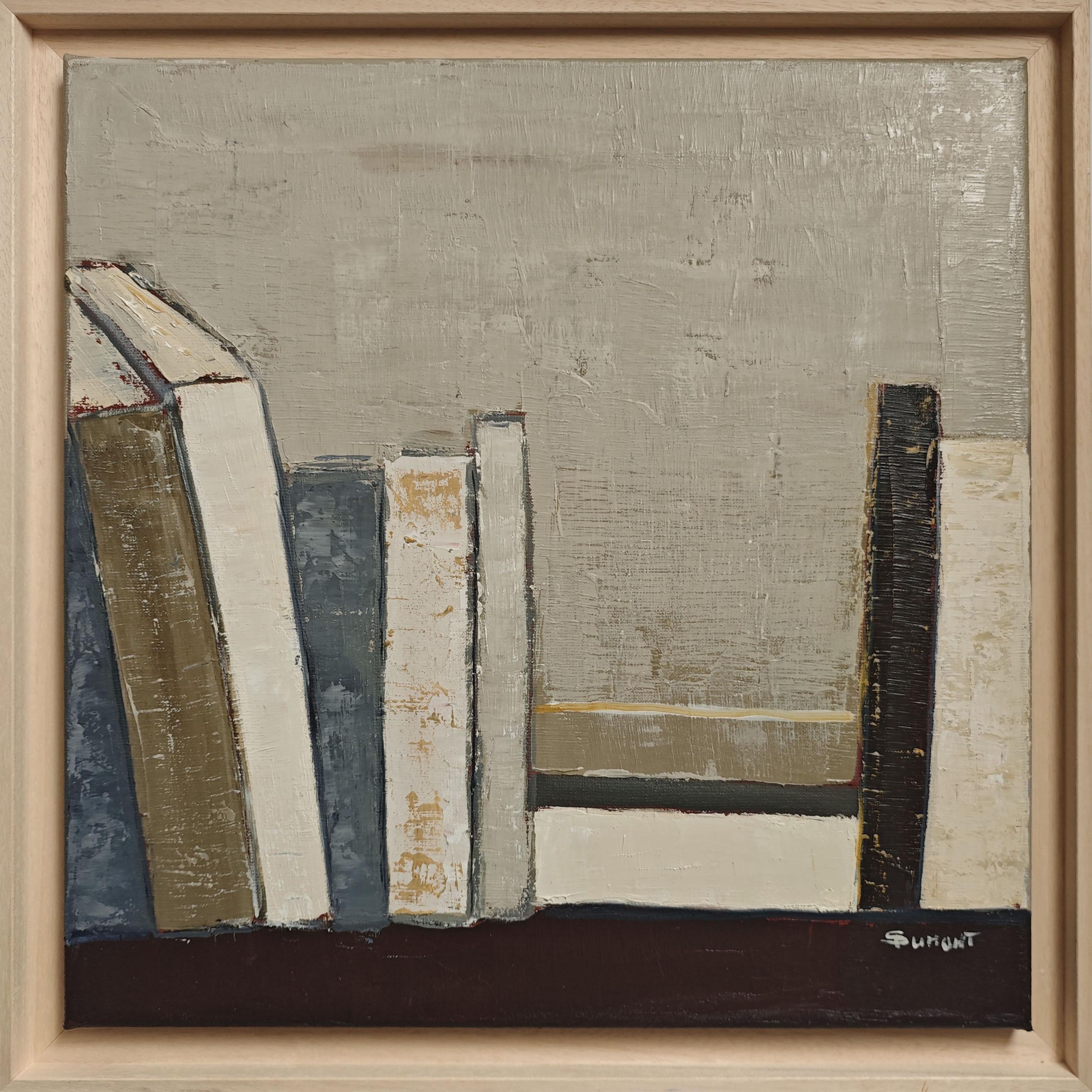 Sérénité,  Abstract Library, oil on canvas, Expressionism, Contemporary, French