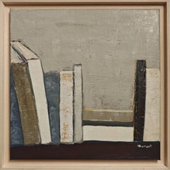 Sérénité,  Abstract Library, oil on canvas, Expressionism, Contemporary, French