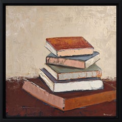 Silence des livres - Modern Abstract painting, Geometric, Original Oil on Canvas