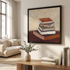 Silence des livres - Modern Abstract painting, Geometric, Original Oil on Canvas