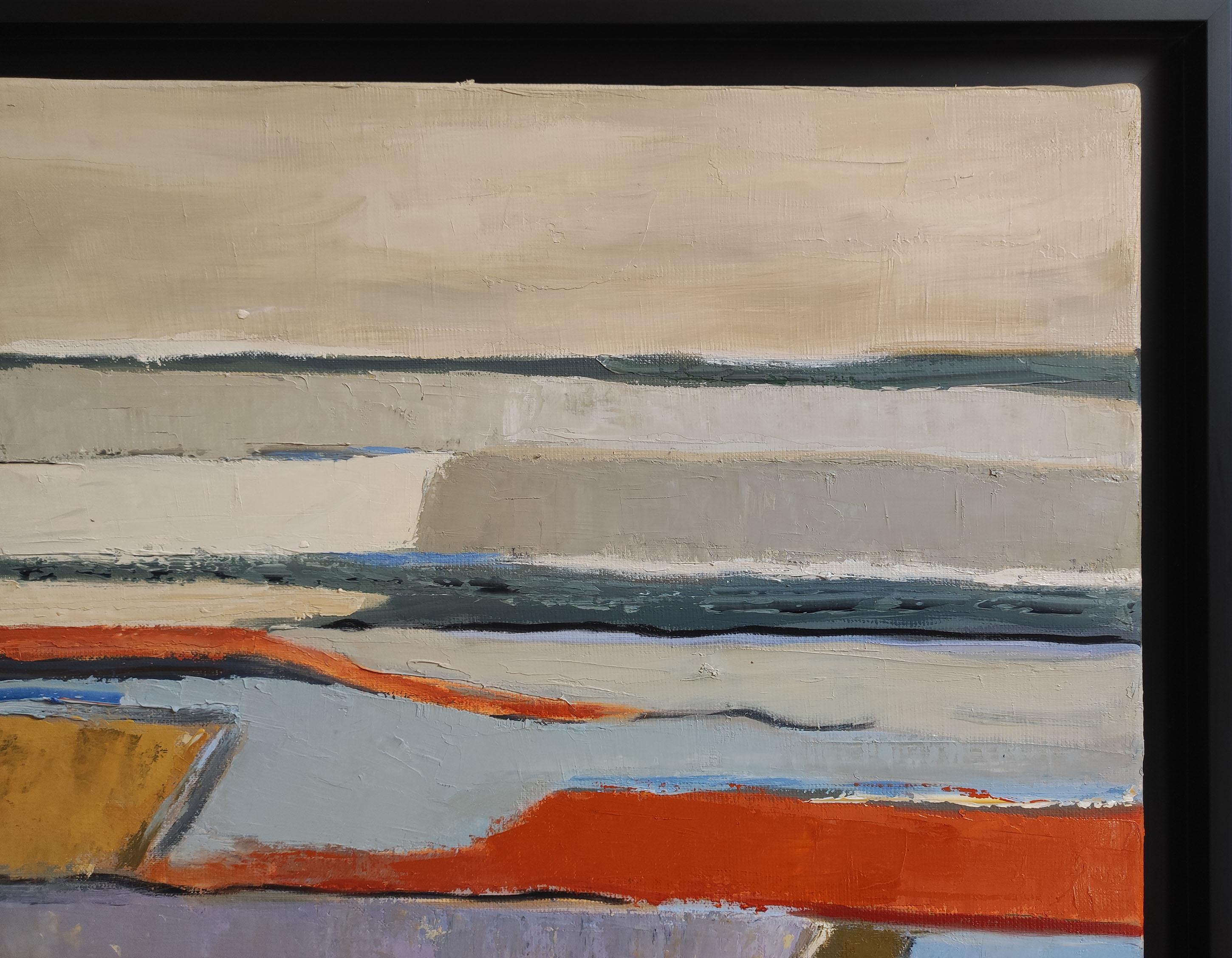 Silenzio, Paesaggio espressionista, Francese, Moderno, Olio su tela, Contemporaneo - Abstract Painting Grigio di SOPHIE DUMONT
