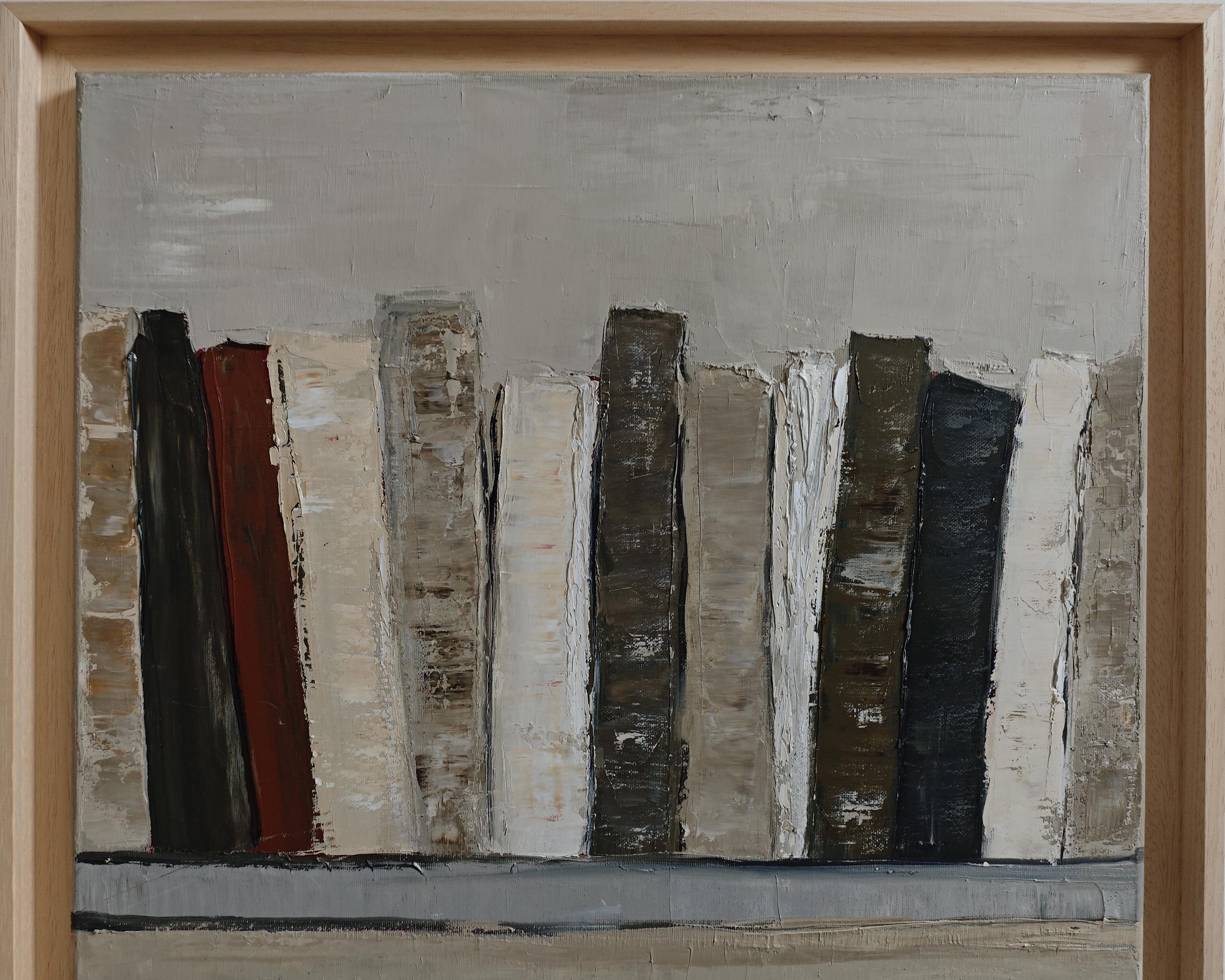 Cronache silenziose, Biblioteca astratta, Trittico, olio, Espressionismo, Contemporaneo in vendita 7