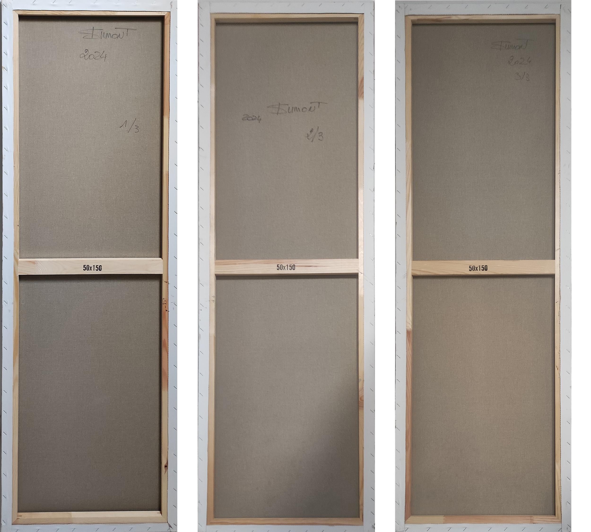 Cronache silenziose, Biblioteca astratta, Trittico, olio, Espressionismo, Contemporaneo in vendita 4
