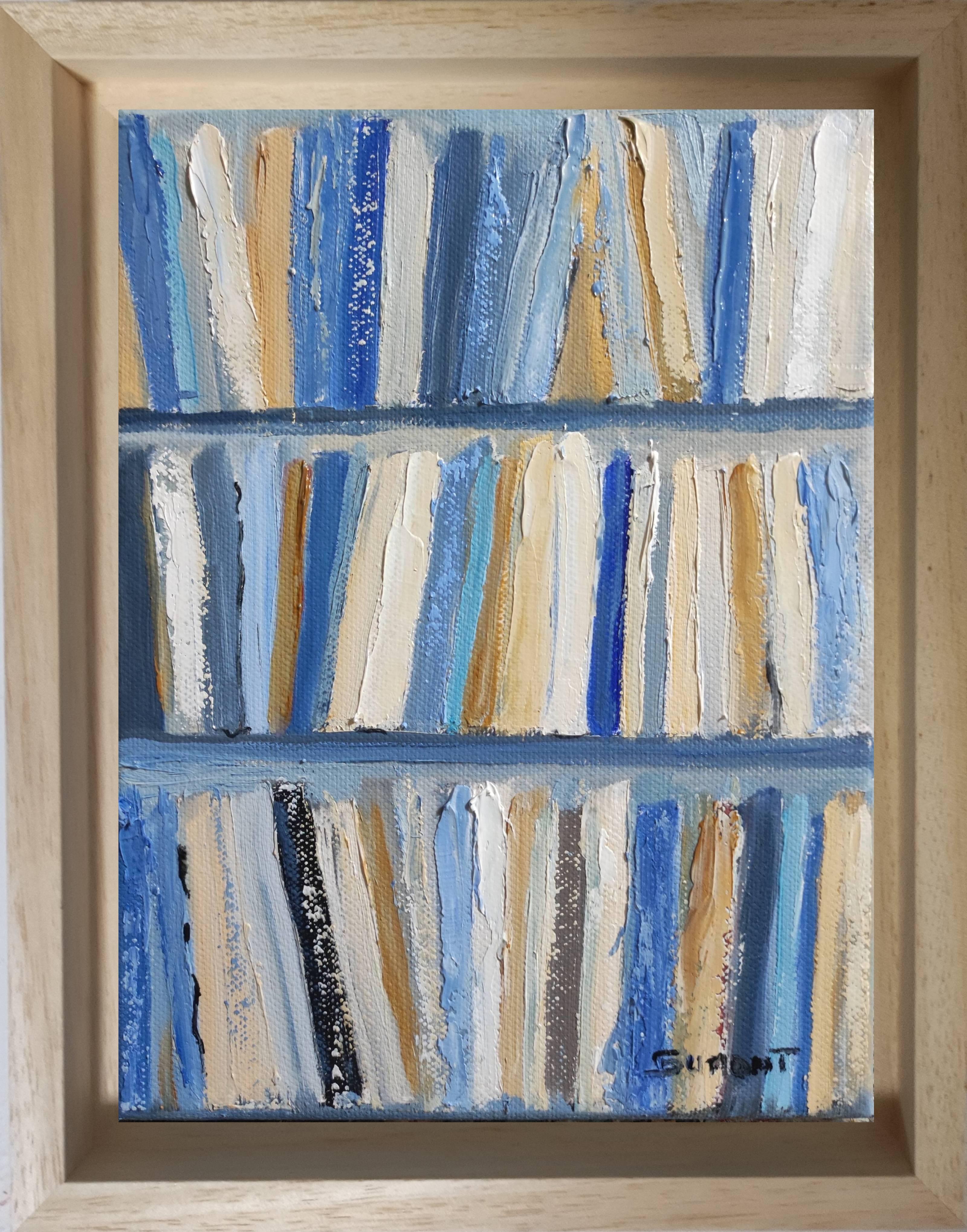 small library, abstrait, minimalisme, bleu, huile sur toile 3