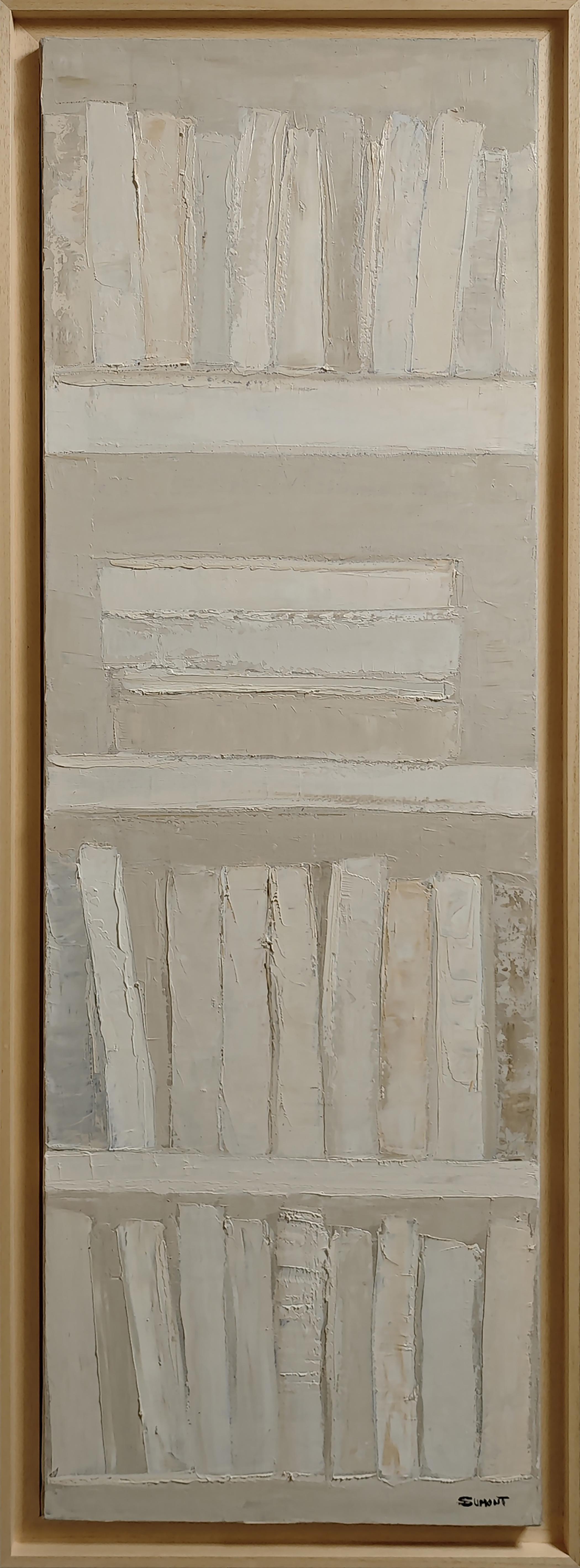 Douceur des pages, Abstrait blanc, Beige, Monochrome, huile sur toile, contemporain en vente 9