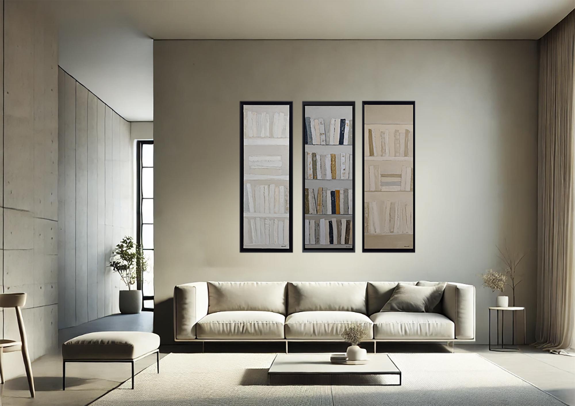 Morbidezza delle pagine, Bianco astratto, Beige, Monocromo, olio su tela, contemporaneo in vendita 4