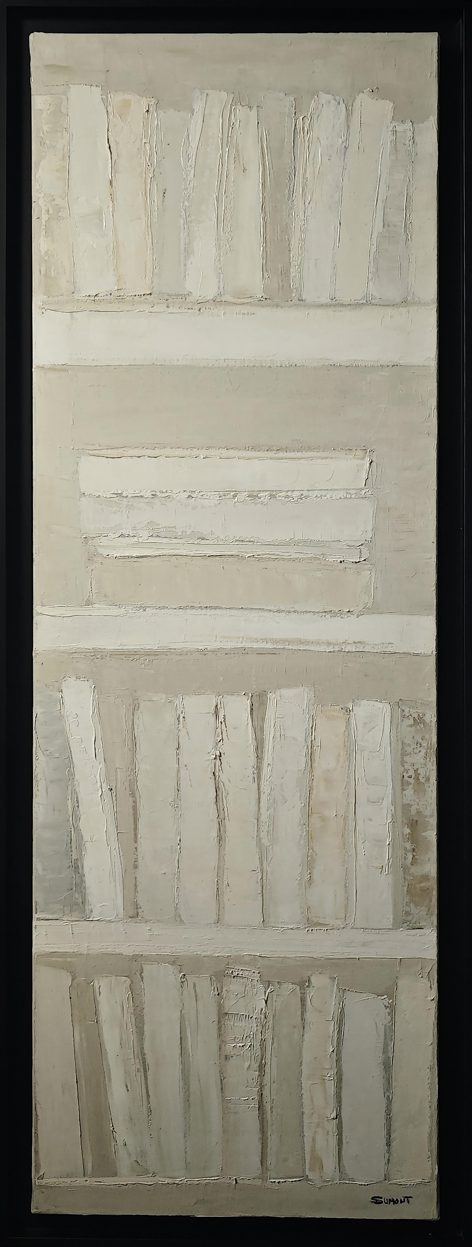 Softness of pages, White Abstract, Beige, Monochrom, oil on canvas, contemporary
