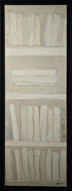 Softness of pages, White Abstract, Beige, Monochrom, oil on canvas, contemporary