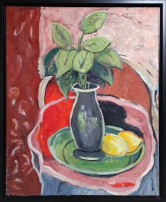 still life, oil on canvas, textured, french artist, multicolor