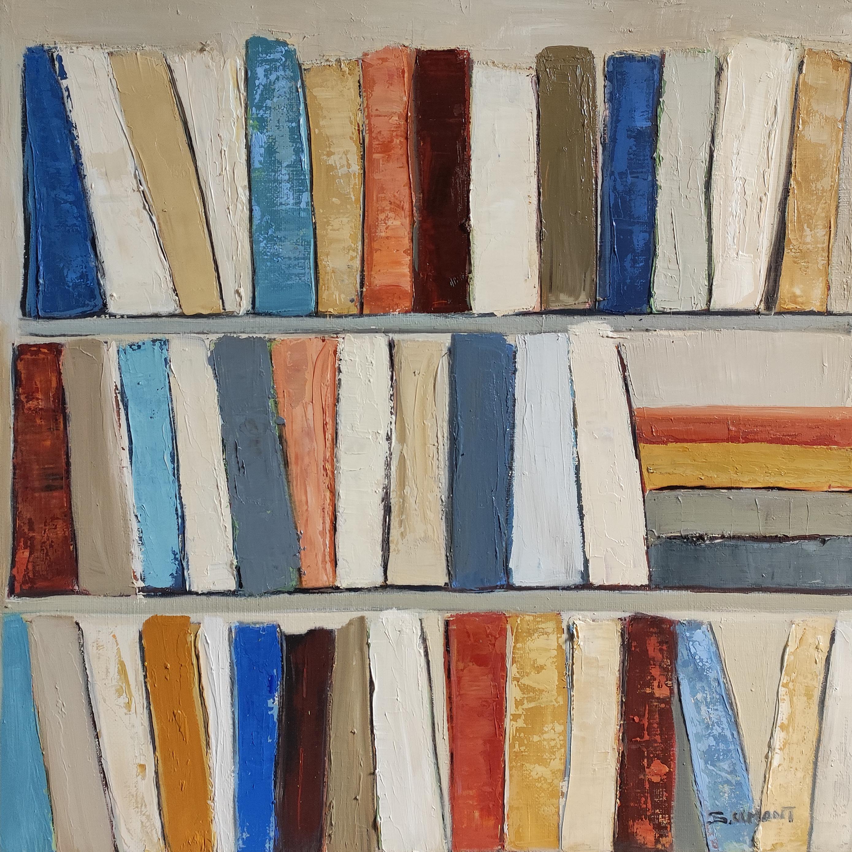 storie in sfumature , astratto, colorato, olio su tela, espressionismo, geometrico - Painting di SOPHIE DUMONT