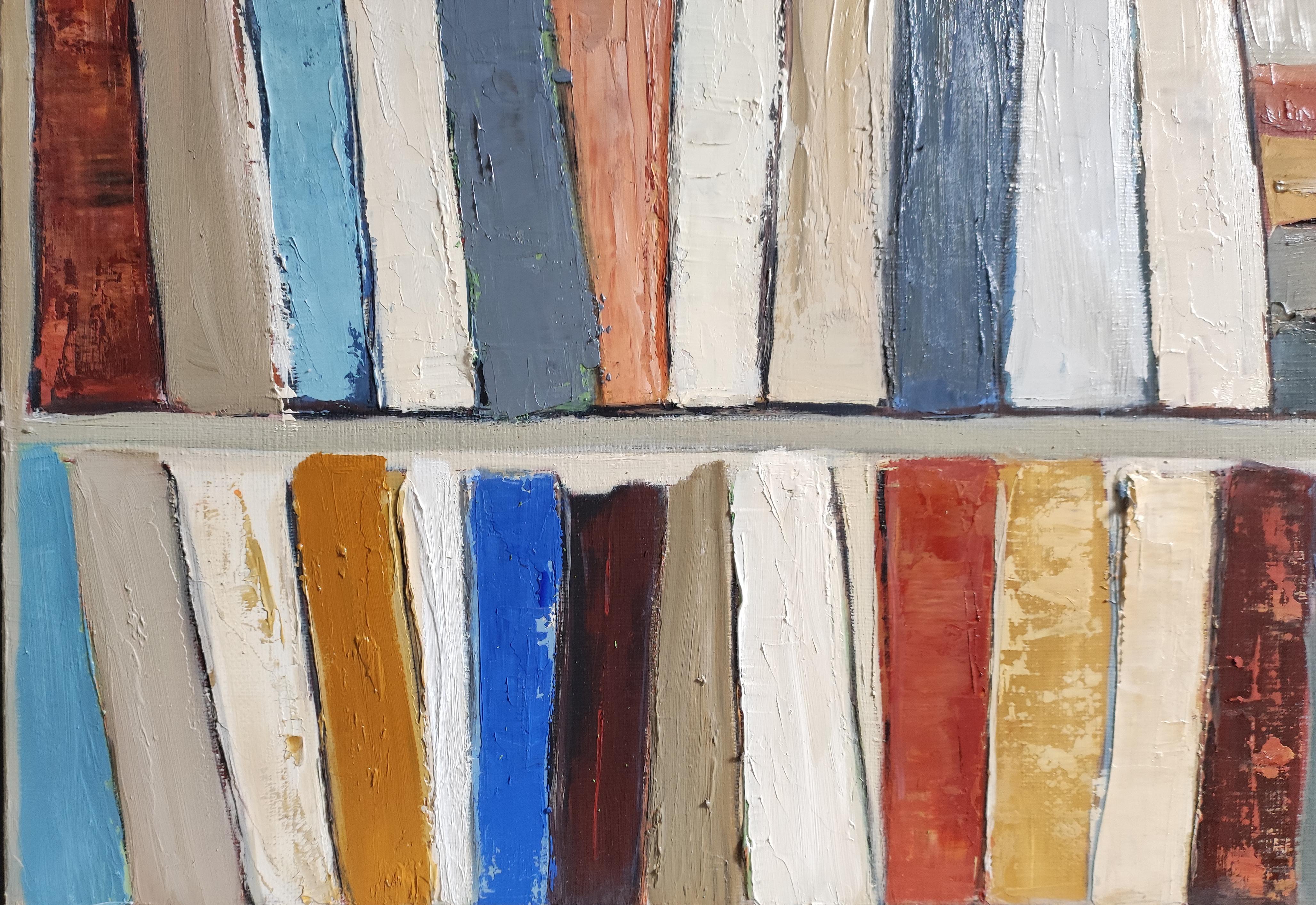 storie in sfumature , astratto, colorato, olio su tela, espressionismo, geometrico in vendita 1
