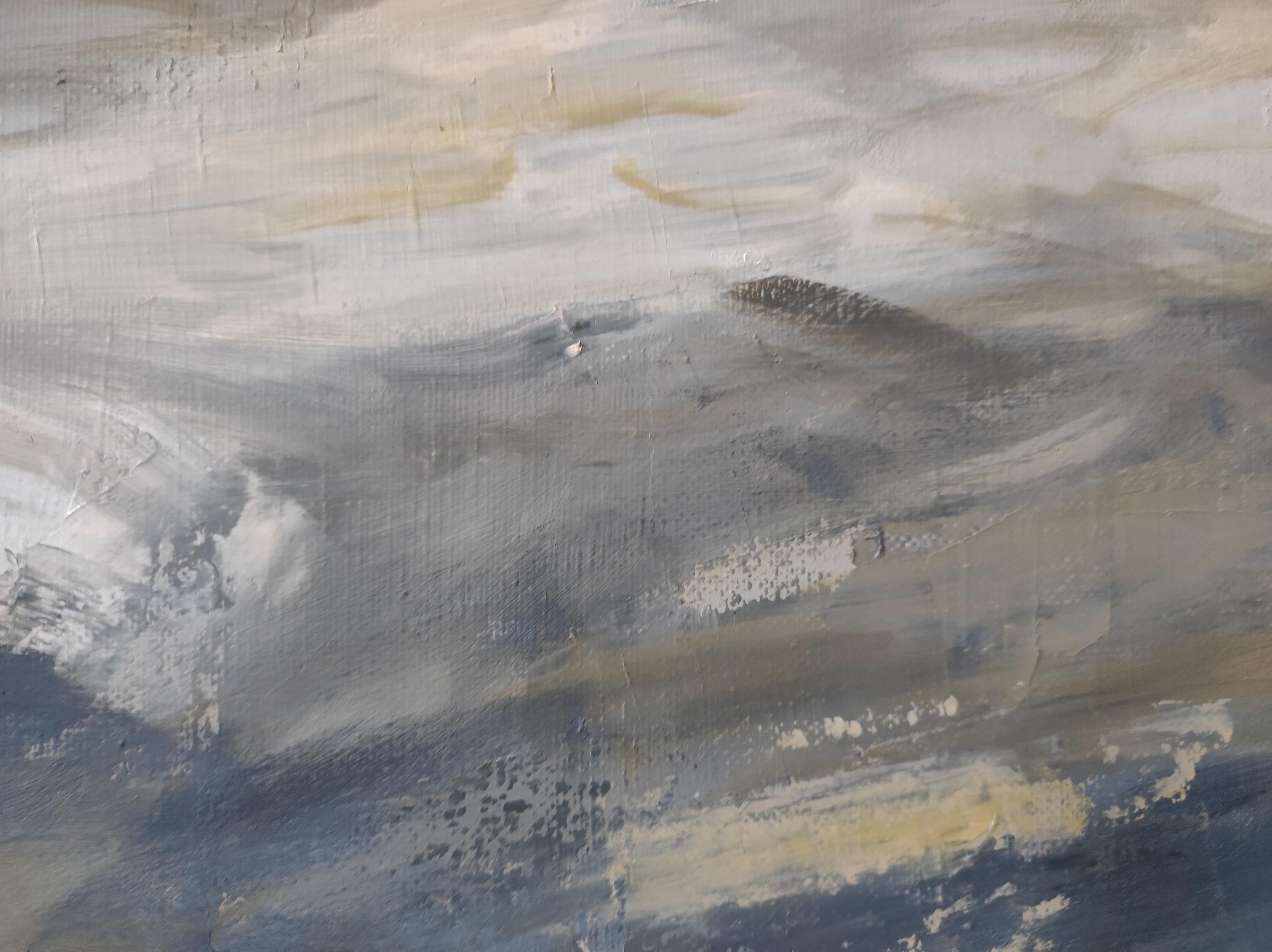 Tempestoso  cielo, paesaggio marino, mare blu, semi astratto, olio , spiaggia, espressionismo in vendita 1