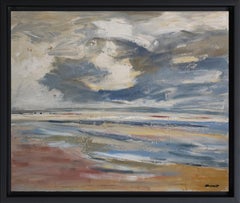 Stormy  sky, Seascape, blue seaside, semi abstract, oil , Beach, Expressionism