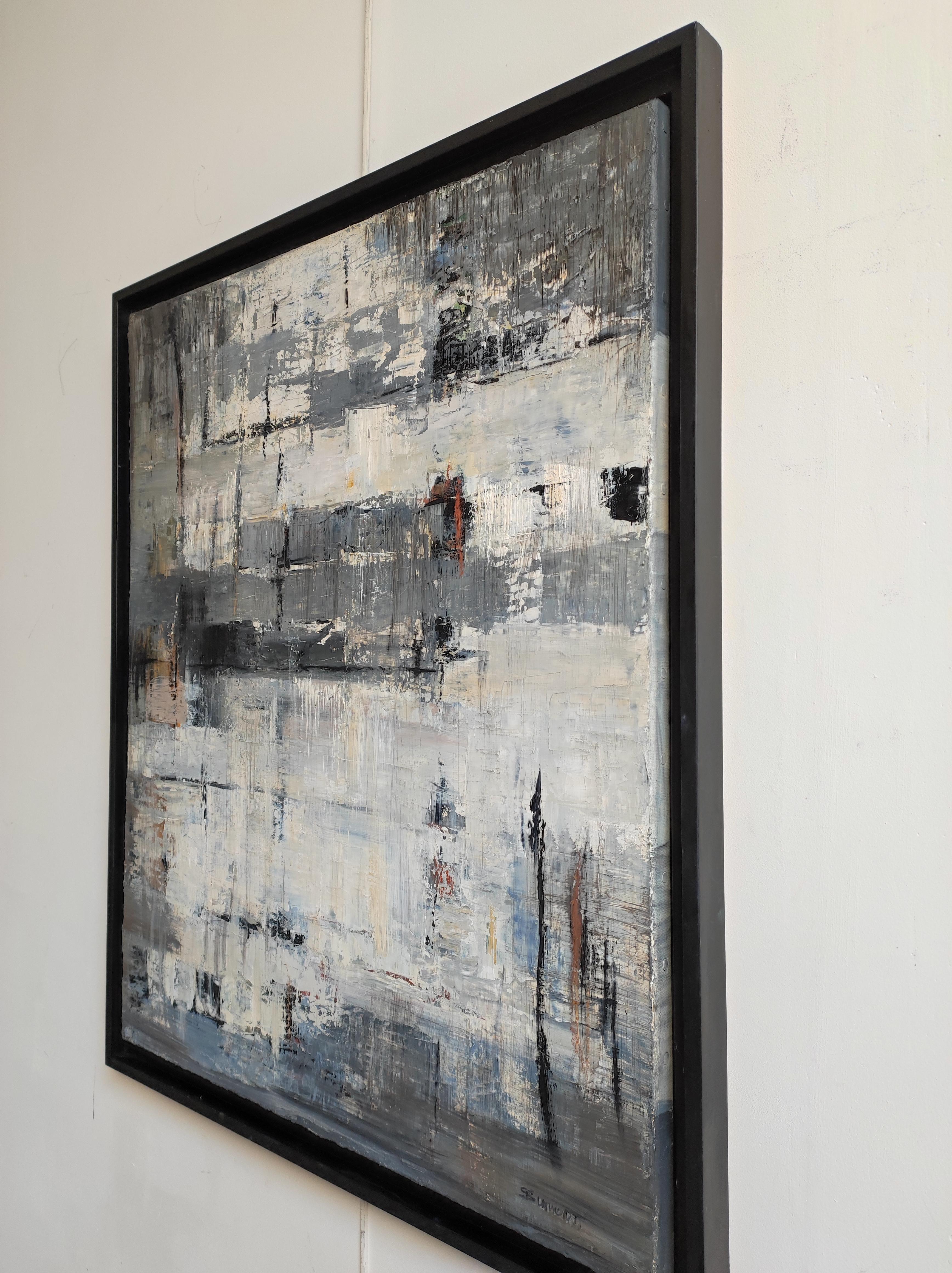 Stratas 4, black Abstract, Stratas, Oil on canvas, Textured, Expressionism For Sale 4