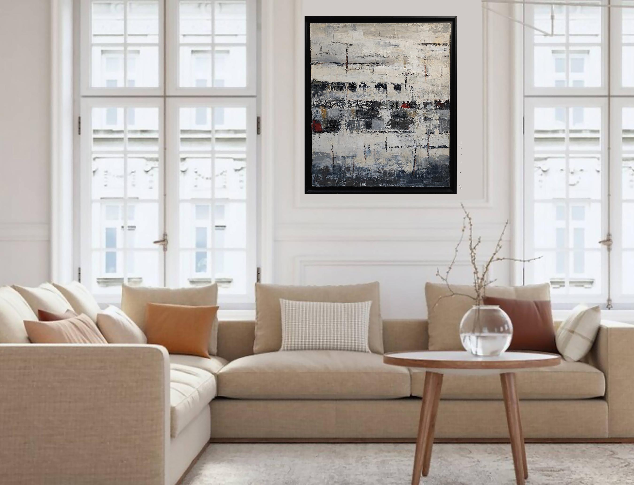 Stratas 4, black Abstract, Stratas, Oil on canvas, Textured, Expressionism For Sale 6