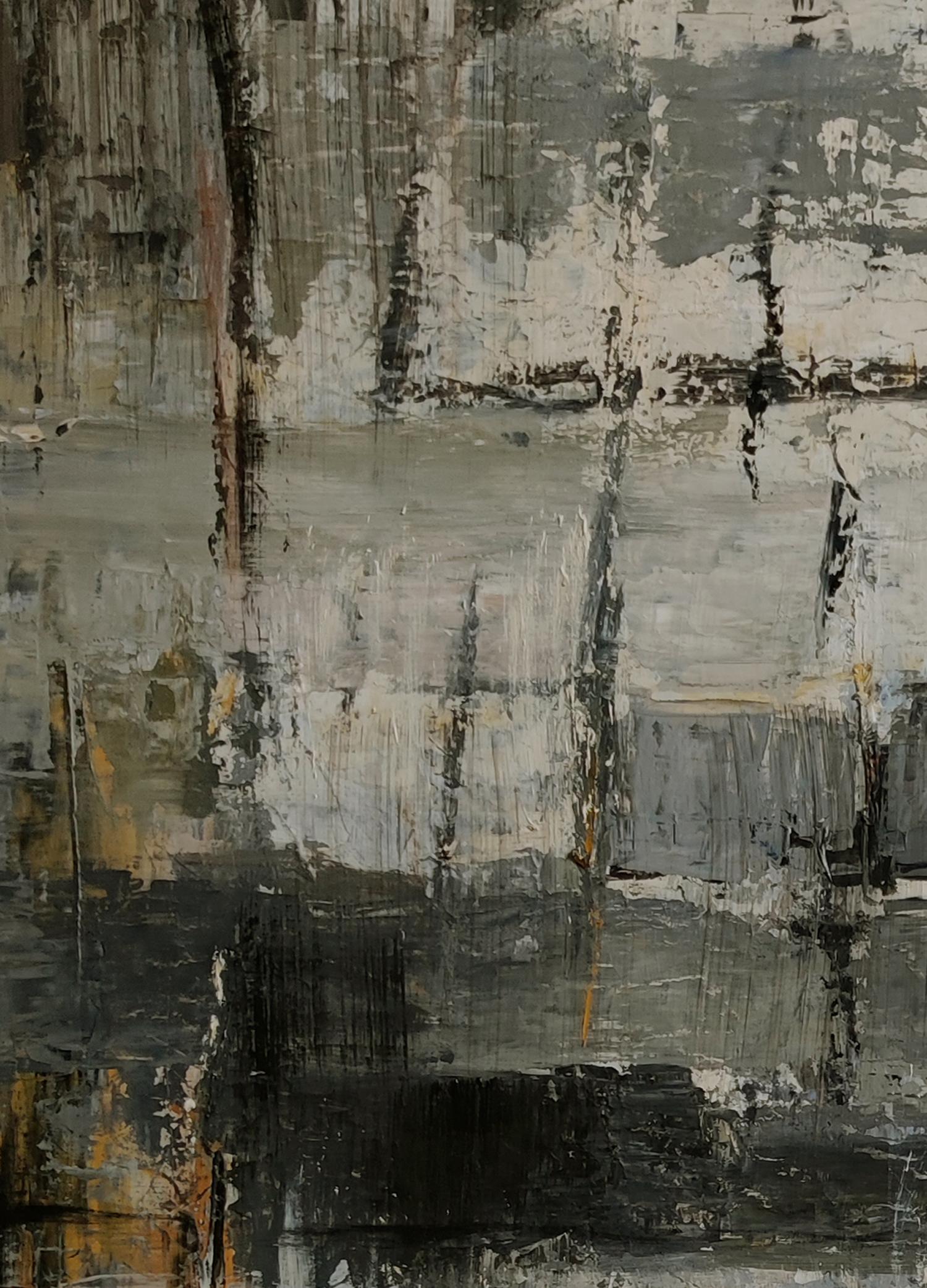 stratas 4, black abstract, stratas, oil on canvas, texture, expressionism For Sale 1