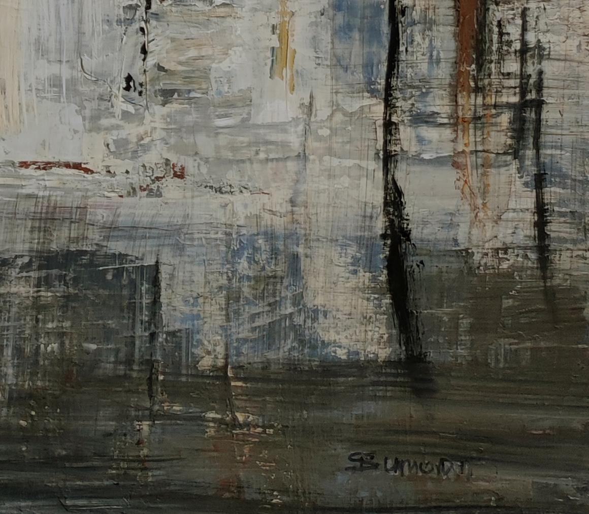 stratas 4, black abstract, stratas, oil on canvas, texture, expressionism For Sale 3