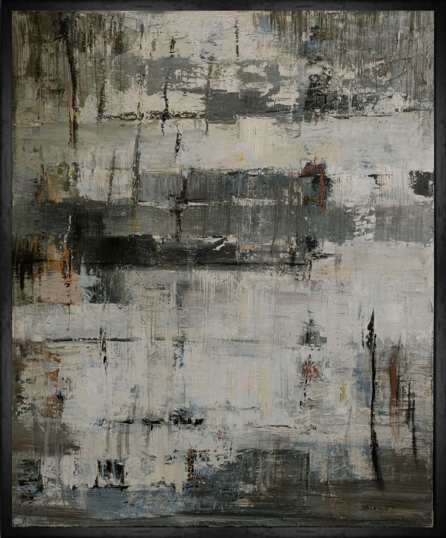 SOPHIE DUMONT Abstract Painting - stratas 4, black abstract, stratas, oil on canvas, texture, expressionism