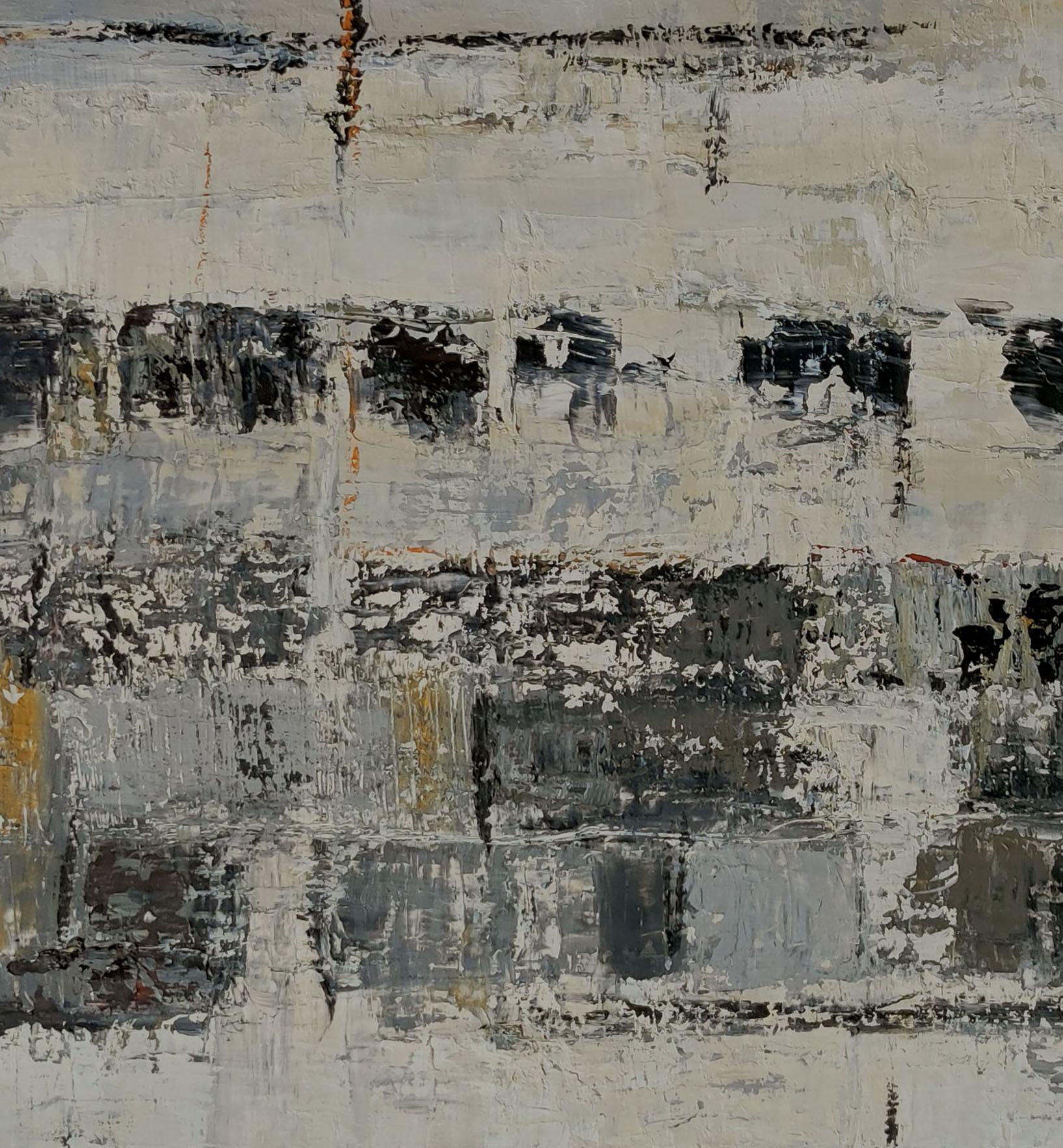 strates 3, abstract, stratas, oil on canvas, white, expressionism, french artist For Sale 2