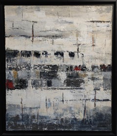 strates 3, abstract, stratas, oil on canvas, white, expressionism, french artist