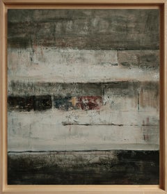 Strates, black and white abstract, oil on canvas, french artist, textured