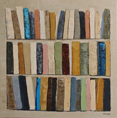 Strates de lecture - Moderne abstrakte Malerei, Geometrisch, Original Öl auf Leinwand