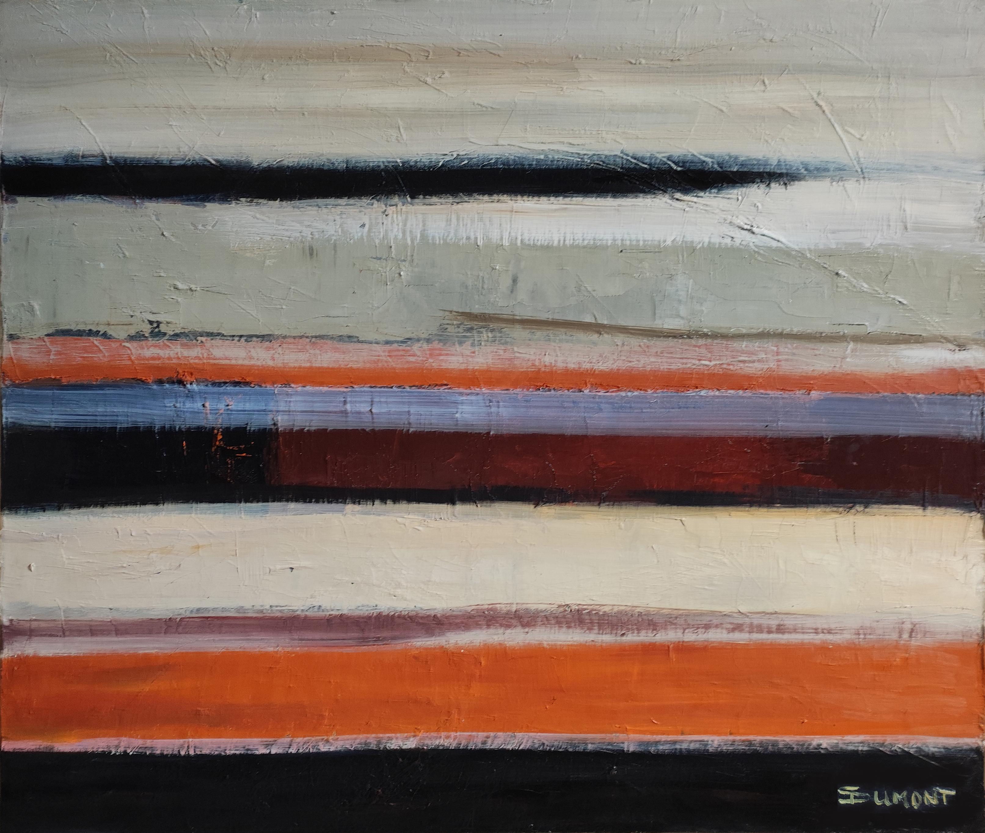 Strates de rivage — Abstract Minimalism, Oil Painting, Seaside, Contemporary art - Brown Abstract Painting by SOPHIE DUMONT