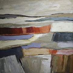 Strates en suspens, Large Abstract Landscape, Oil painting, Contemporary