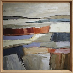 Strates en suspens, Large Abstract Landscape, Oil painting, Contemporary